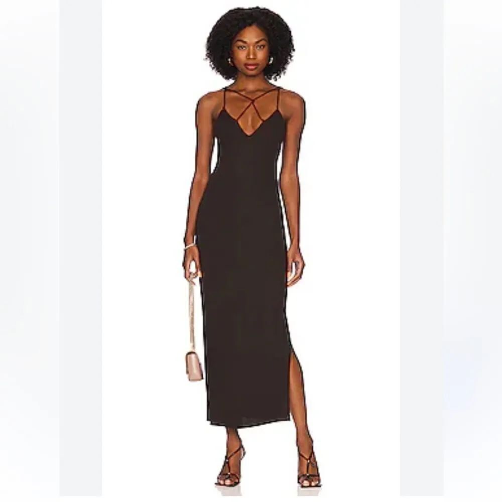 NWT Frame Delicate Knot Midi Dress XL Chocolate Brown Revolve